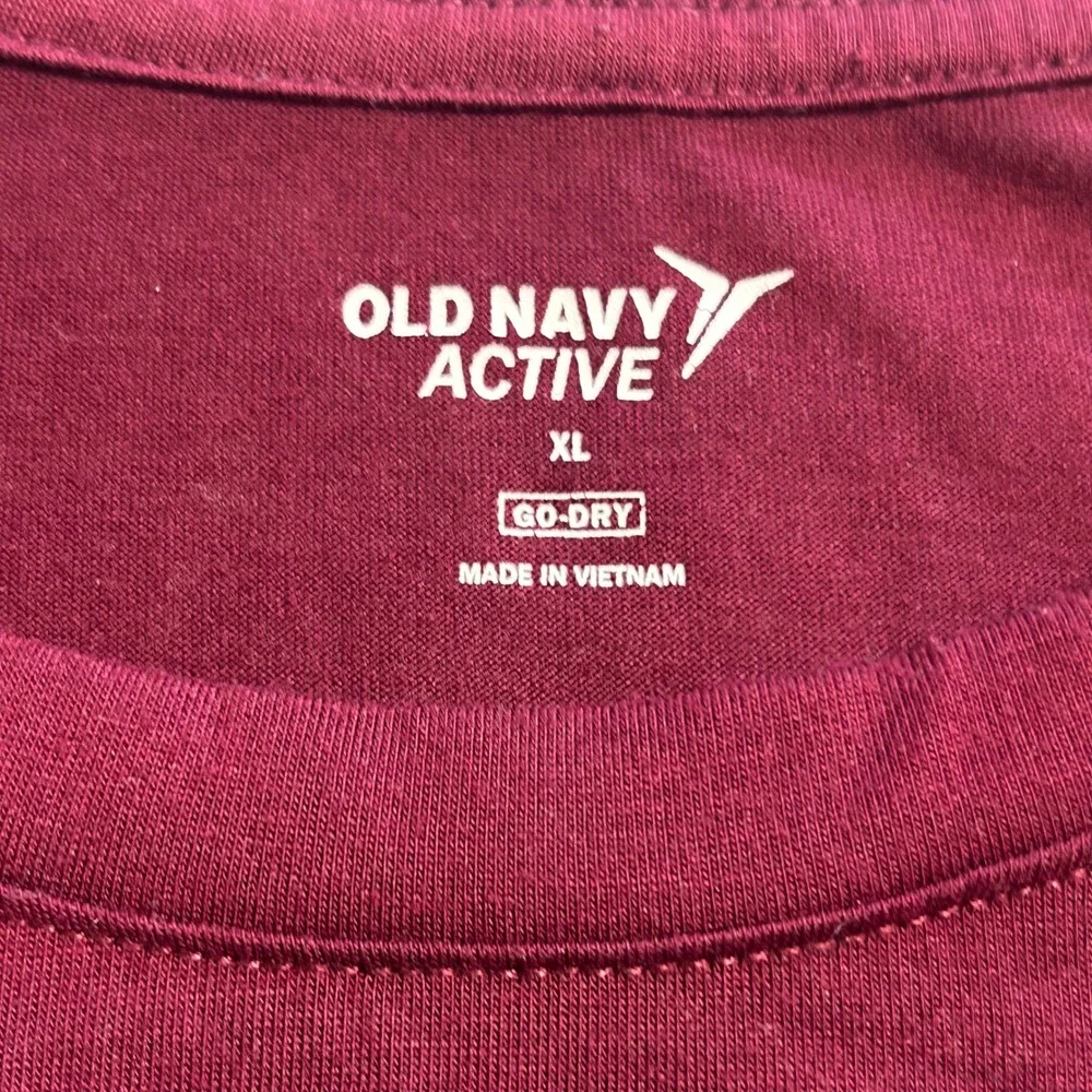 Old Navy Active Go-Dry Twist Front Workout Top Burgundy Maroon XL Short Sleeve